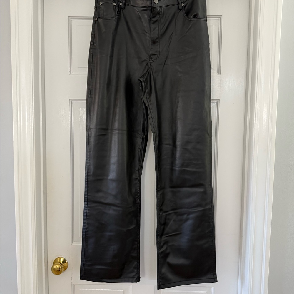 Black Faux Leather Wide Leg Pants